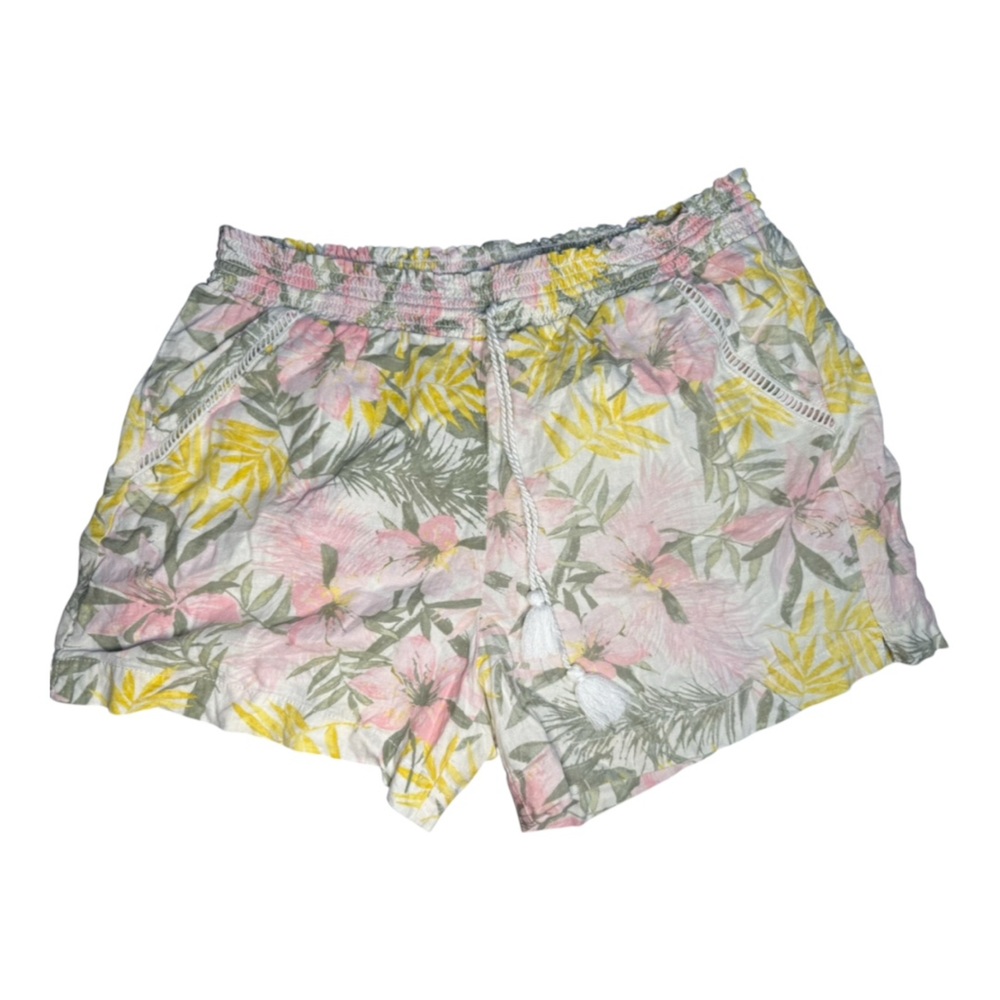 Briggs Floral Tropical‎ Print Linen Blend Shorts